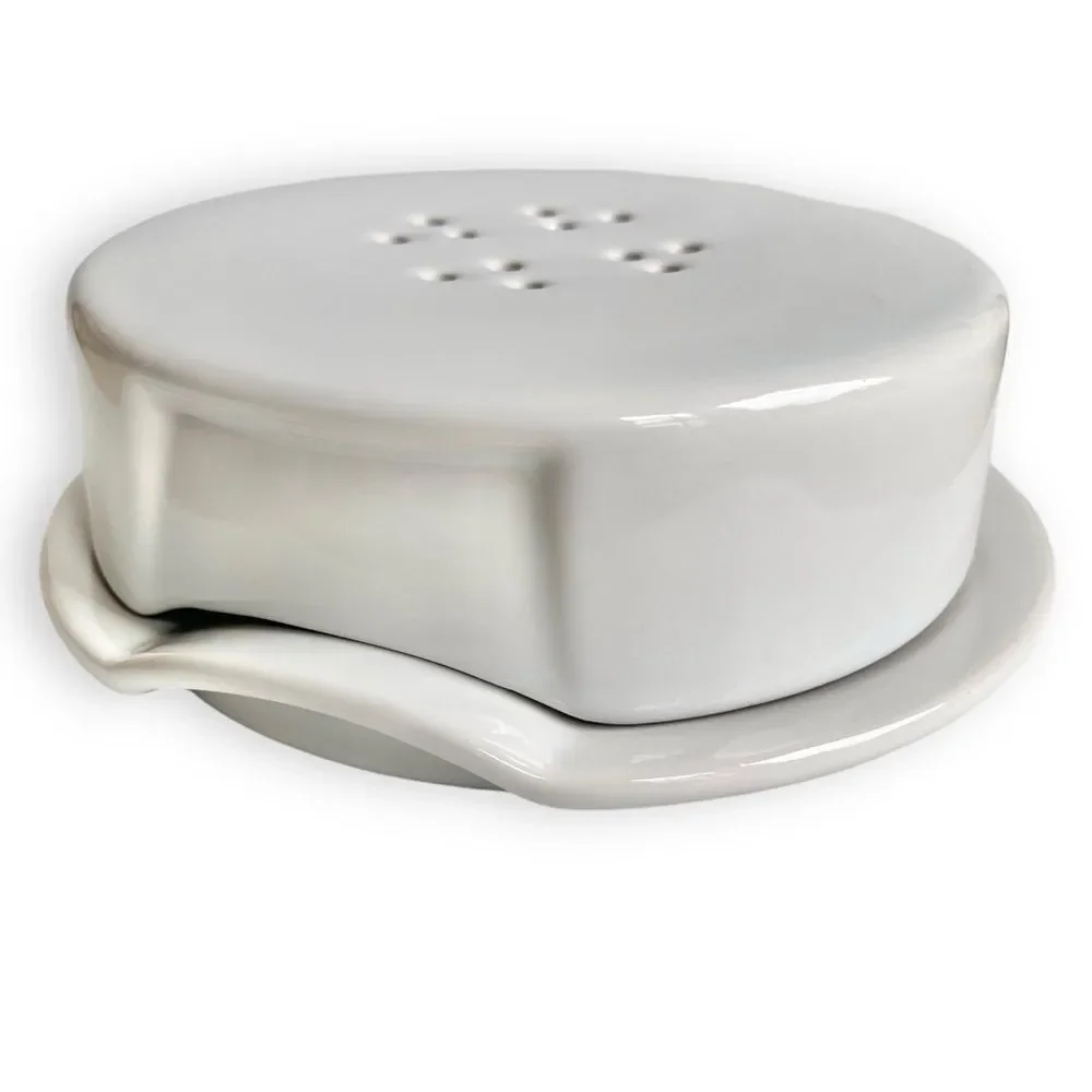 Crate&Barrel Cream White Stoneware  Brie Baking Appetizer Dish with Vented Lid